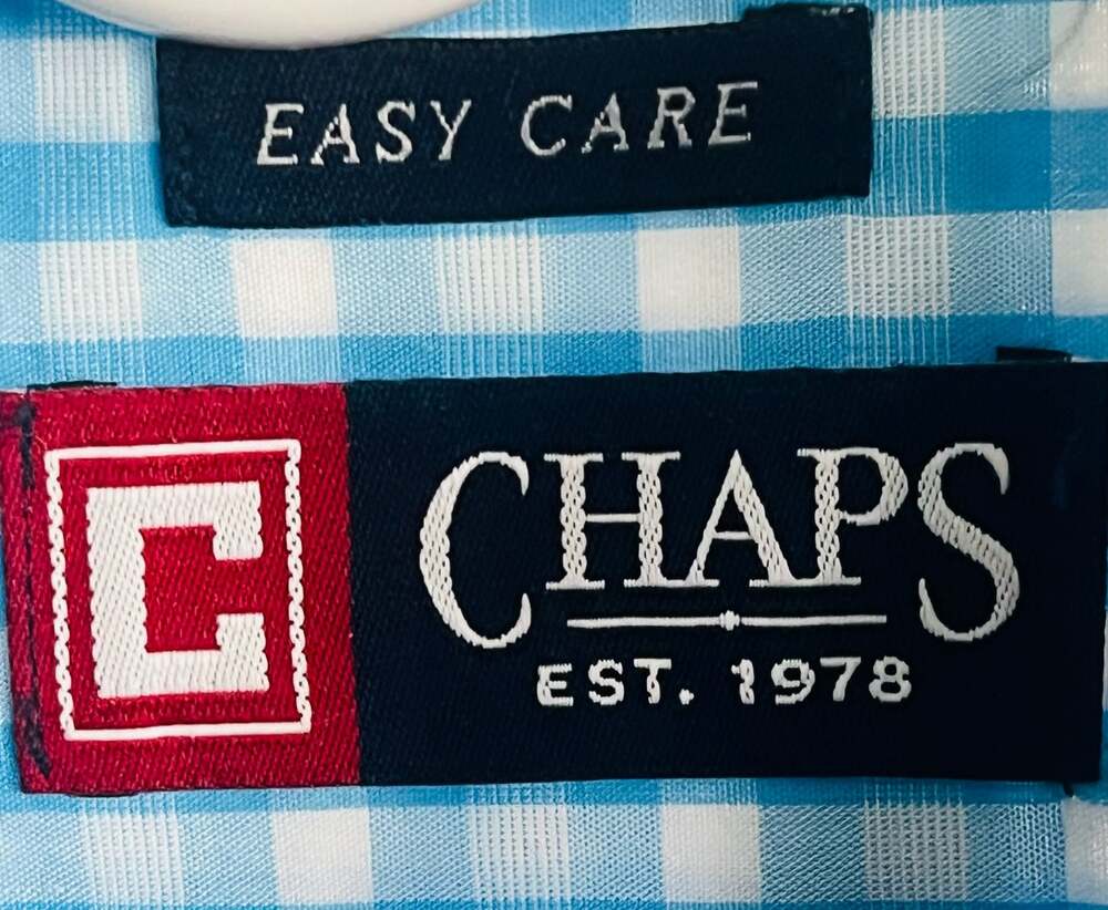 Chaps Ralph Lauren Size L Men's Easy Care Long Sleeve Gingham Button Down Shirt - Picture 3 of 5